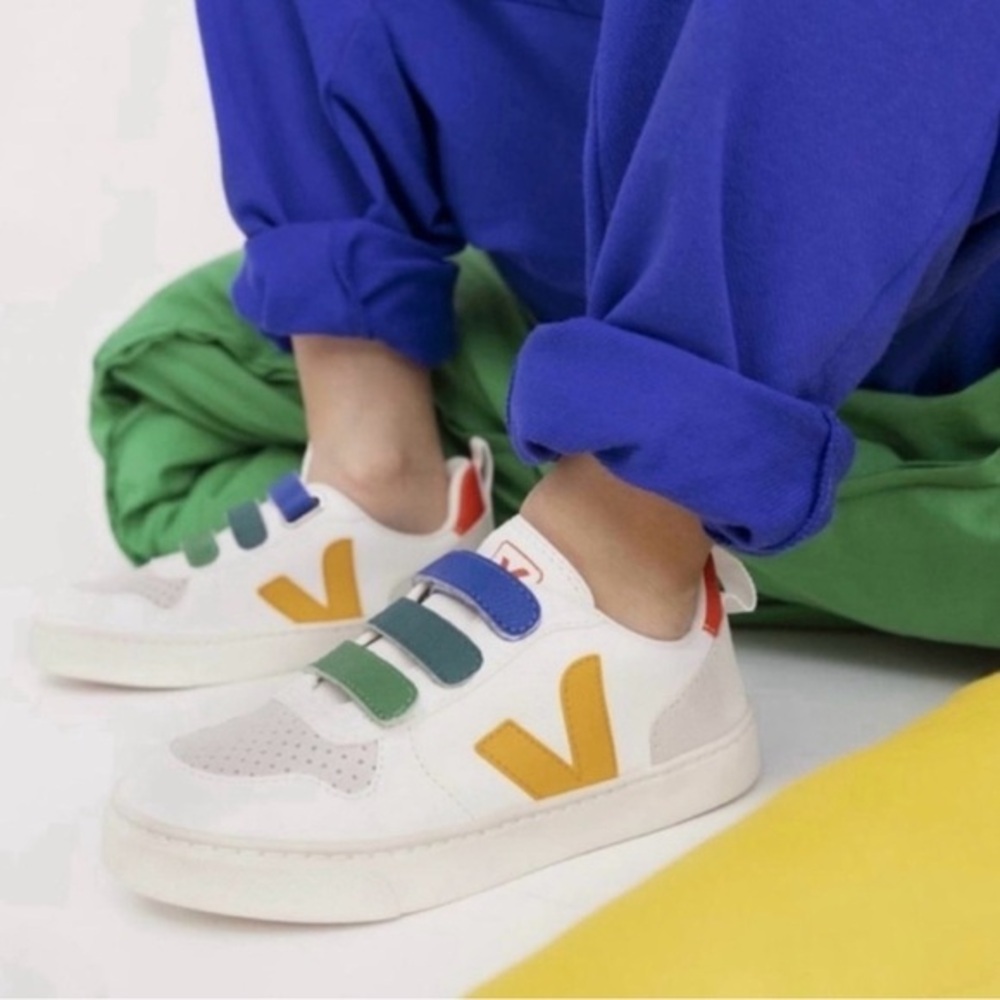 VEJA KIDS V-10 CHROMEFREE LEATHER MULTICOLOR SNEAKERS